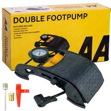 AA Heavy Duty Double Barrel Cylinder Foot Pump Air Inflator Car Van Bike