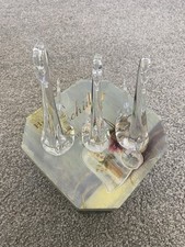 3 glass swan ornaments.