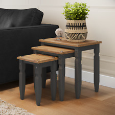 Corona Nest of Tables Charcoal Piccolo Solid Pine 3 Living by Mercers Furniture®