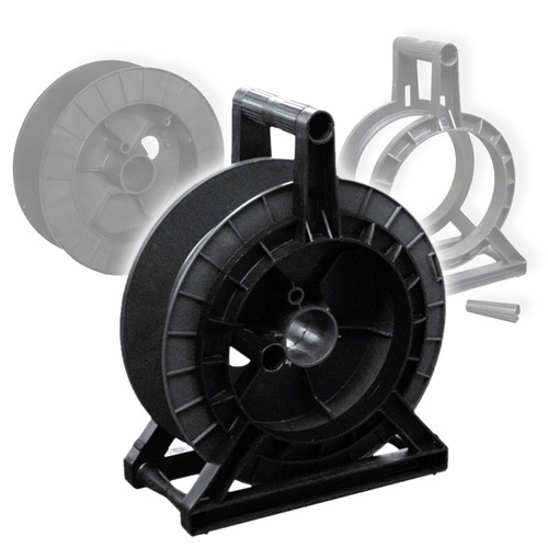Black cable reel complete - black,