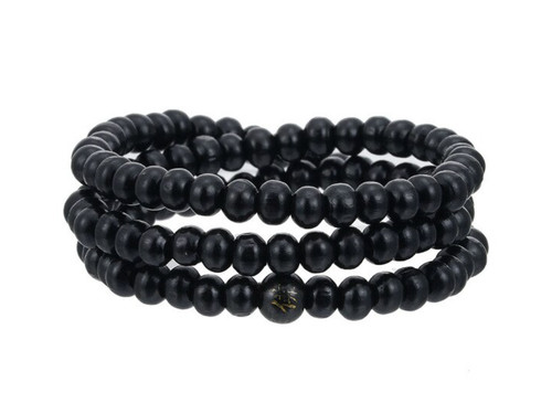 108 black ebony beads mala - black,