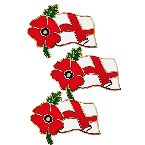 3pcs england poppies pin - england,
