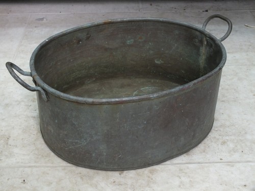 Vintage oval copper plant pot - vintage,