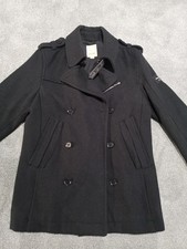 Mens Diesel Smart Black Pea Coat Size large military style 