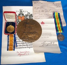 WW1 MEDALS & DEATH PENNY JAMES GIBSON HIGHLAND L.I.