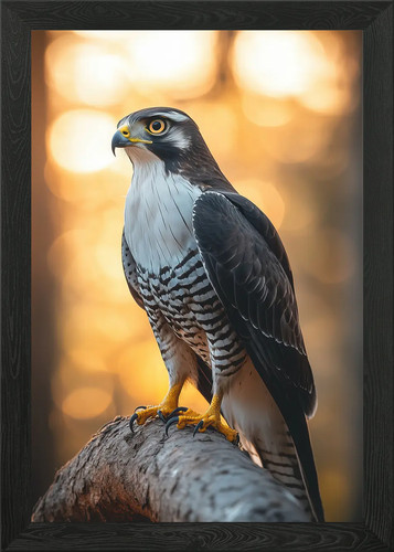 Goshawk perched branch - on,
