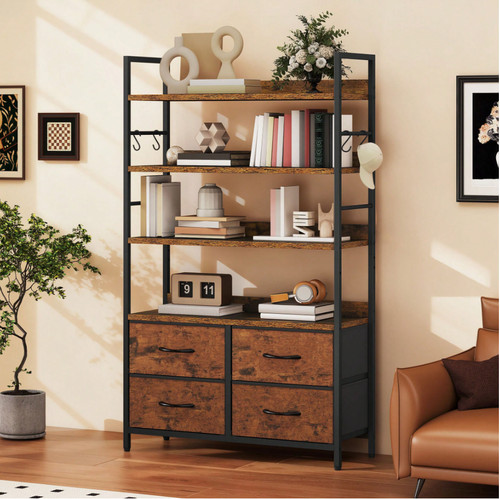 Industrial tier bookshelf - industrial, 4-tier