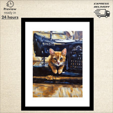 A4 FRAMED Custom Pet Portrait  Dog Cat Bird Hamster Pig Fish Personalised Print