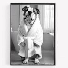 Funny bathroom English Bulldog