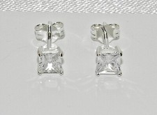 925 Sterling Silver 1.00CT Simulated Diamond Princess Cut Stud Earrings
