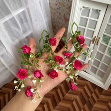 3PC Flower Vine 1:12 1/6 Scale Dolls House Miniatures Garden Plastic Accessories