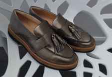 Clarks Zante Tassel Loafers Shoes Size 6.5 40 NEW Comfort Silver