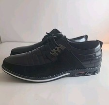 Gatsby Shoes Men's Size 12 Black Faux Leather Oxford Derby Lace Up Orthopedic