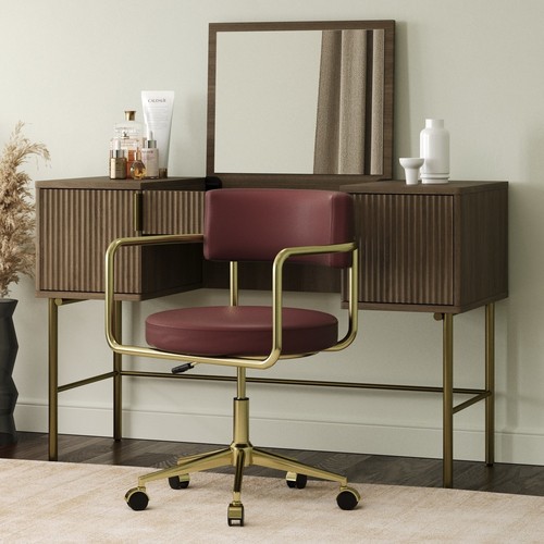 Burgundy faux leather swivel - burgundy,