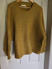 M&S Per Una Batwinged Woolly Jumper In Mustard Fleck Size 22 Preloved