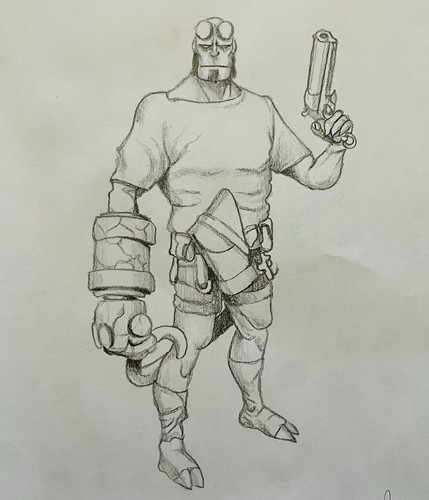 Hell boy portrait - boy, drawing
