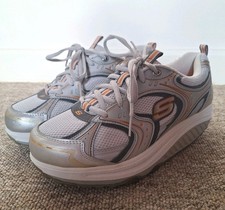 Women's Skechers Shape-Up Trainers UK 5 Silver Orange Lace Up Toning 11808 VGC