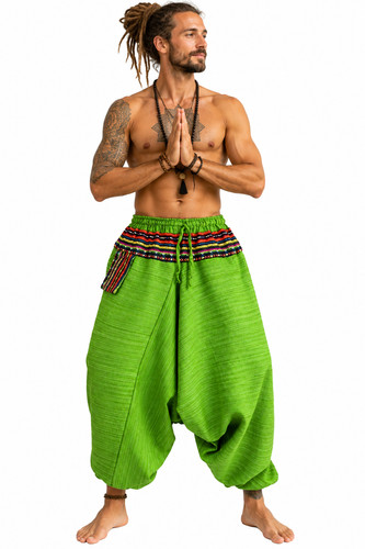 Men green harem trousers - men's,