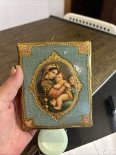 VTG Religious Gilded Wood Raphael Madonna Della Seggiola Orthodox Russian Greek