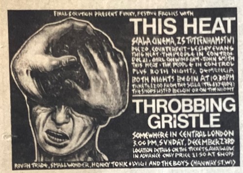 Throbbing gristle gig advert - gristle,