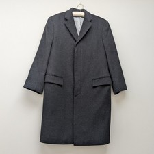 Slaters Grey Wool Cashmere Coat Overcoat size M  Single Breasted Three Button 