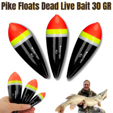 Pike Fishing Floats – 3 x 30g Black Balsa Wood – Ideal for Pike & Zander