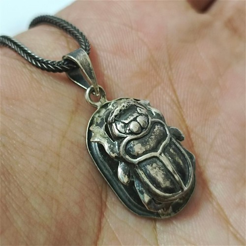 925 silver scarab pendant - silver,