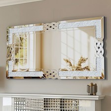Extra Large Rectangular Wall Mirror Crystal Crush Diamond Mirror for Home Décor