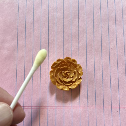 Butterscotch bakelite carved - bakelite,