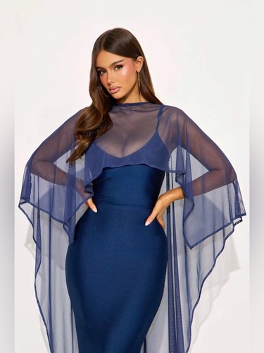 Navy satin maxi - satin, sheer
