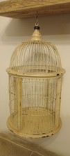 Vintage Distressed Dome Top Bird Cage,  Metal & Wood Decorative Item