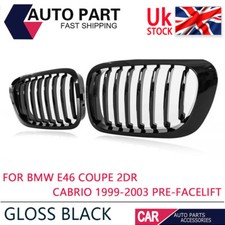 For BMW 3 Series E46 Coupe 1999-03 Pre-LCI Gloss Black Front Kidney Grill Grille