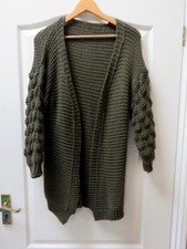 Chunky Cardigan Size M L Khaki