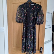 New Ladies Oasis Black Lace Dress Size M 10-12 Party Dress Christmas Floral