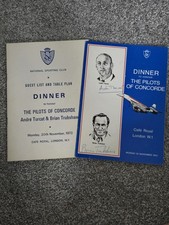 Concorde Dinner menu signed by Brian Trubshaw and Andre Turcat 1972
