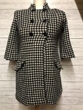 Tommy Hilfiger Women's Designer Wool Blend Houndstooth Coat Jacket Size Medium M