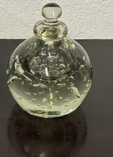Beautiful Rare Victorian Clear Glass With Bubbles Dump Ink Well / Paperweight