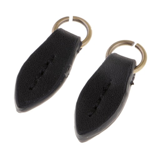 Vintage leather zipper - zipper, pull