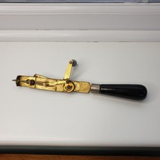 Vintage Automatic Rug Hooker Needle Tool Brass w/ Wooden Handle 