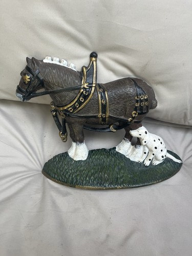 Cast iron shire horse and - shire, dog