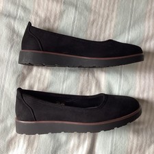 Shoes By Emma Black Faux Suede Wedge Sole Ballet Pumps Size 3