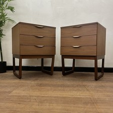 Bedside tables teak veneer midcentury PAIR MCM
