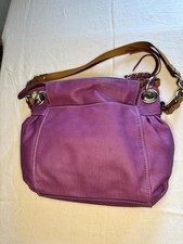 Luana Purple Leather Shoulder Bag With Braided Handle And Chain Detail