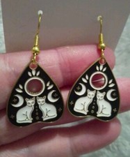 Cat Planchette Earrings. Halloween Spiritual Spooky Cute