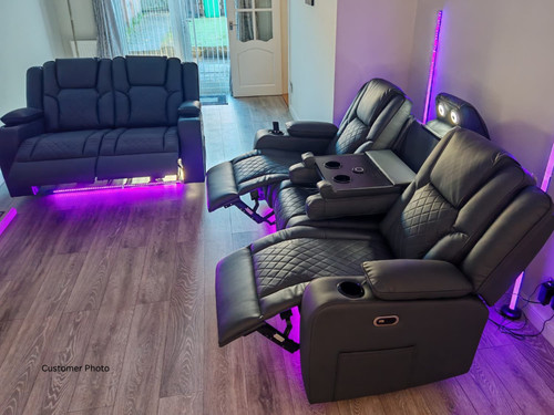 Grey leather electric recliner - grey,