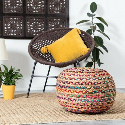 Pouf natural jute cotton - natural,