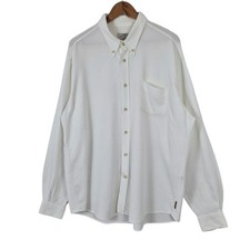 Giorgio Armani Mens Knit Shirt 2XL XXL Vintage Off White Textured Button Down