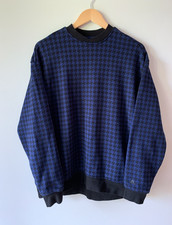 Adidas X Ivy Park Sweatshirt Mens Black Blue Houndstooth Pockets Heavy Chunky S