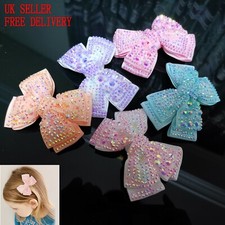 3.5 Inches Ladies Hair Bows Clips Large Crystal Bow Sparking Diamante Encrusted