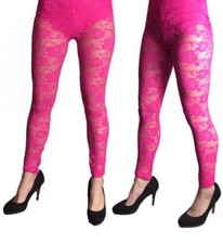 1980s Lace Leggings Neon